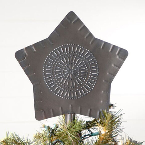 Star Tree Topper in Black Punched Tin - Handcrafted - Picture 1 of 3